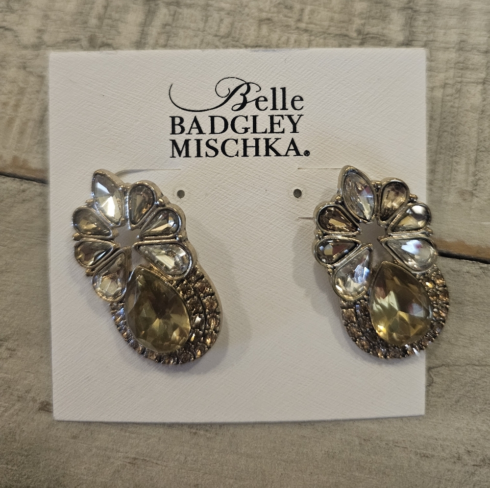 Badgley Mischka Gold and Silver Teardrop Earrings